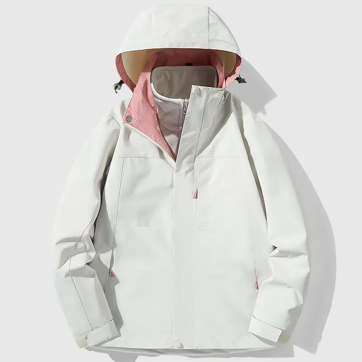 防風防水のフリースライニング付き秋冬用レディース三合一アウター【登山用】（セットアップ対応）