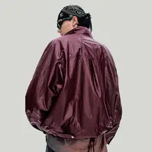 光沢のあるアメリカンフライトレザージャケット【秋用・男女兼用・スタンドカラー】