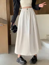 大きいサイズのAライン白色ハイウエストスカート【夏用・プリーツ・女性用】（セットアップ対応）