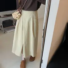 フレアデザイン レディース ミディ丈スカート【タック入り・ゆったりフィット・コットン混】