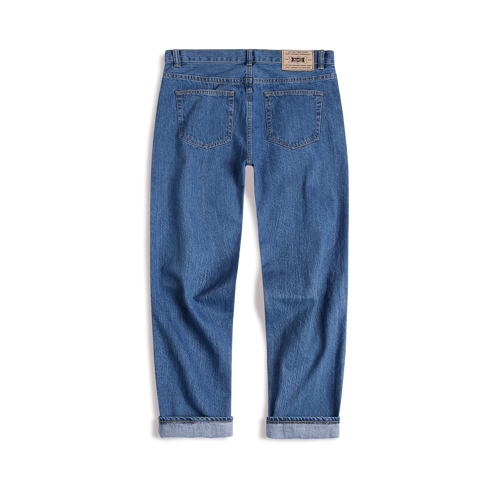 夏用メンズワ イドストレートデニムパンツ：赤耳牛仔布のウォッシュ加工とカジュアルスタイルの実用性