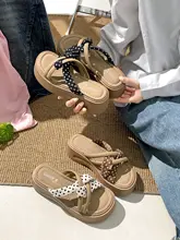 スタイリッシュなドット柄厚底サンダル【女性用・夏用・滑り止め】