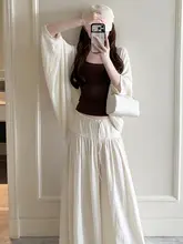 大柄向けロングスカーチョ【夏用・薄手・洗い加工・フレアデザイン】（セットアップ対応）