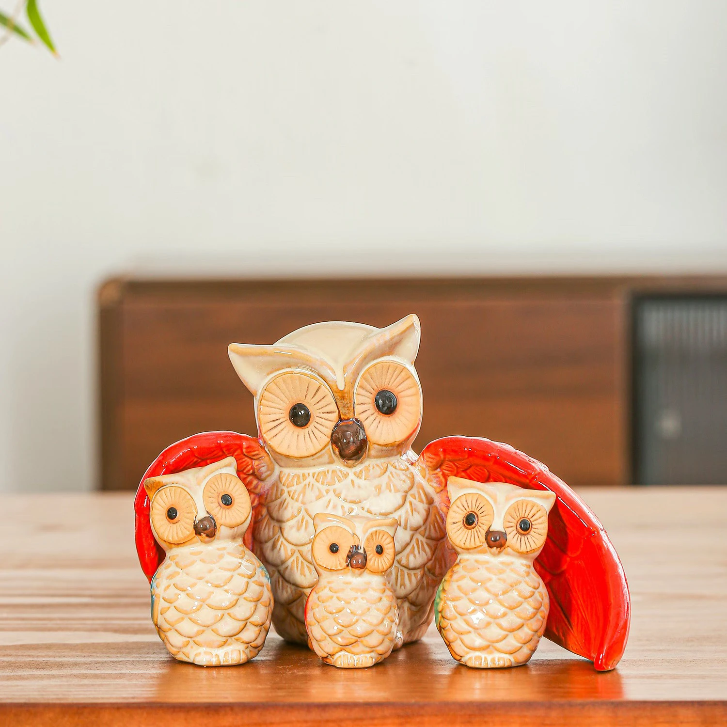 冬 アメカジ おすすめの工芸品：アメリカンスタイルの親子フクロウ陶器置物