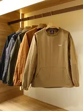 テクノロジー防水素材使用 メンズ春秋用クルーネック長袖スウェット【ルーズフィット・無地】