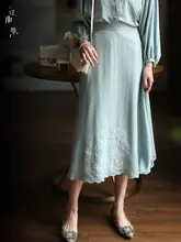 江南スタイルの女性用ハイウエストAラインスカート【春夏用・通勤・漢民族スタイル】