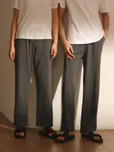 パジャマパンツ ペア メンズ レディース 綿100% 薄手 ゆったり ストレート お出かけOK 春秋 夏
