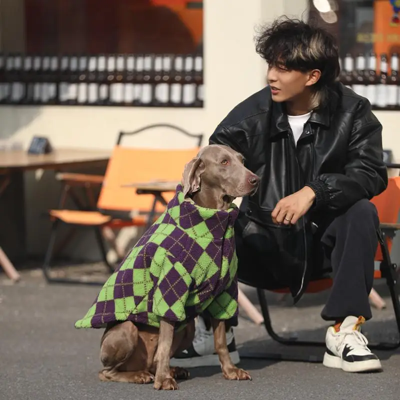 中大型犬用コットンボア冬服：厚手羊羔毛で冬の外出を快適に