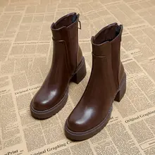 本革マーチンブーツ【ハイヒール・ショートブーツ・秋冬用】