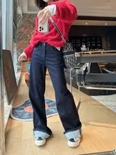 秋冬用のデニムワイドパンツ【極上の柔らかさ・ストレート・ルーズフィット】