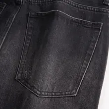 デニムパンツ メンズ ブラック ヴィンテージウォッシュ ルーズ ストレート ストリート 春