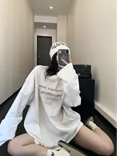 春季向けアメリカンスタイルのレトロ風長袖Tシャツ【グラデーションプリント・ルーズフィット】