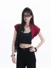 ケープトップス レディース レッド ルーズ 韓流 インスタ映え ギャル サマー