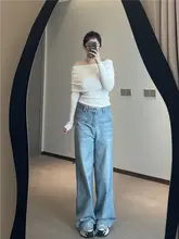 SELFSOLO 春夏用 デニムパンツ【浅いブルー・横ポケット・レディース】