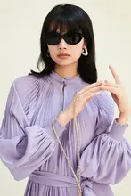 UNICA プリーツ長袖シャツワンピース【ゆったりシルエット・バルーンスリーブ・春秋用】