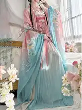 春の色合いが美しい！唐制漢服 大袖シャツとスカートのセットアップ対応