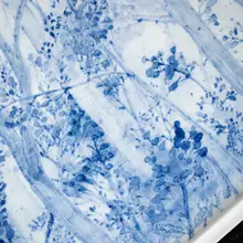 手描き青花の長方形茶盤【茶具用・干泡台付き】