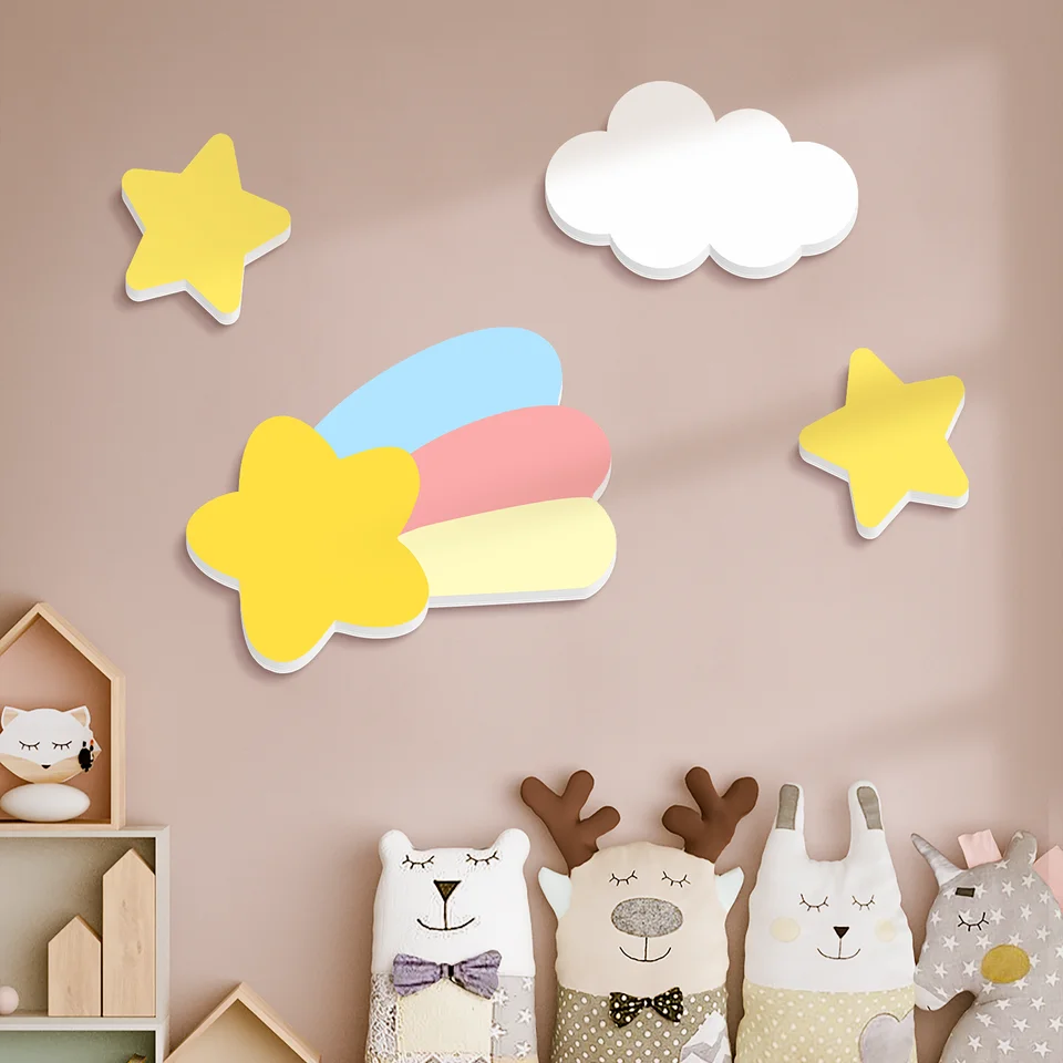 子供部屋用 壁面装飾ステッカー【雲と星のデザイン・可愛い・プリンセススタイル】