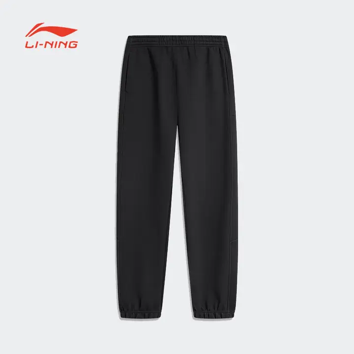 Li-Ning メンズ スポーツパンツ【春秋用・シンプルデザイン・リブ付き】