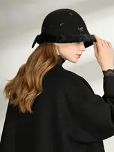 華やかなデザインのリボン付きフィッシャーハット【柔らかく優雅な雰囲気】