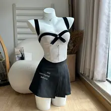 魚骨デザインの胸パッド付きチューブトップドレス【千金学院スタイル】