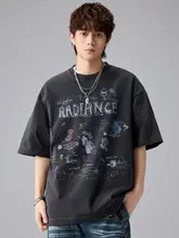 半袖Tシャツ ユニセックス ヘビーオンス ウォッシュ加工 グラフィティ柄 オーバーサイズ アメリカンストリート 着回し 夏