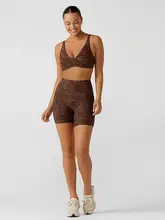 Lorna Jane ヨガ用 スポーツブラ＆ハイウエストショーツセット【快適・サファリデザイン・女性用】