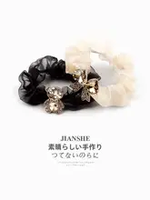 水晶付きベアモチーフチュールヘアゴム【上品・デザイン性】