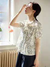 Nov elist 花柄シャツ【夏用・フリルデザイン・リボン結び・女性用】