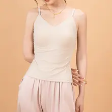 春夏用 サテンキャミソール【高弾性・ゆったり・桑蚕絲インナー・カップ付き】