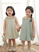 立体刺繍のフラワーカラー子供用ワンピース【夏用・ノースリーブ・ロマンティック】
