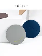 Tlife モランディデザイン環境に優しいPUレザー製コースター【サークル型・北欧風・厚手・断熱】