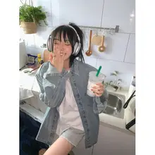 女性用 デニムジャケット【秋冬用・ゆったりシルエット・刺繍デザイン】