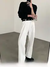 白色ストレートパンツ メンズ【高級感・ドレープ・ウエストハイ・カジュアル・ゆったり】