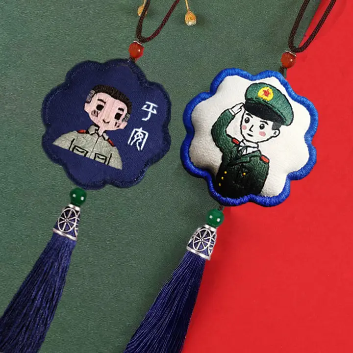 刺繍DIY材料キット 車用香り袋【平安福・手作りの小物】