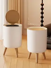 家庭用 木製調 蓋付きゴミ箱【ビンテージスタイル・大容量・トイレ用】