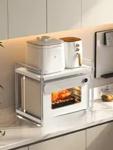 ステンレス製キッチン用電子レンジラック【電気炊飯器・エアフライヤー対応・一体型収納】