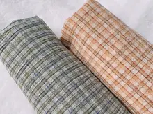 泡泡沙棉布の黄緑格子柄生地【DIYお人形服用・布地・小物用】