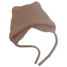 カートゥーン耳付きウサギファー編みニット帽【秋冬用・暖かい・保護耳】