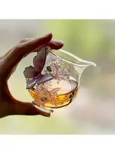 創造的な蝶の装飾付き耐熱ガラス公道杯【手作り・家庭用・ティーサーブ用】