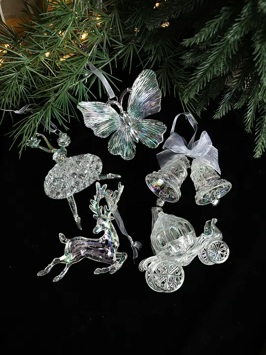 クリスマス透明アクリルベルバタフライタワー飾り【クリスマスツリー用・装飾品】