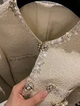 ビーズ刺繍入りツイード風ジャケット【女性用・秋のコーディネート・華やかさと若々しさ】（セットアップ対応）