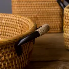 フルーツバスケット スナック収納バスケット 家庭用 ラタン 編み 手作り 和風 創造的