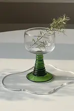 JOJO'S L. PD.スクリュー 酒具 中古杯 螺旋形 高脚 透明シャンパンカップ【エメラルドグリーン】