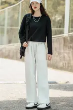 ホワイト レディース ワイドフィット ストレートパンツ【春秋用・9分丈・スポーツ・大きいサイズ】