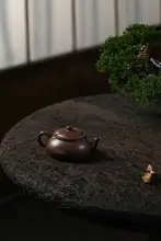 海棠川 宜興紫砂ポット【小容量・手作り・筋状デザイン】