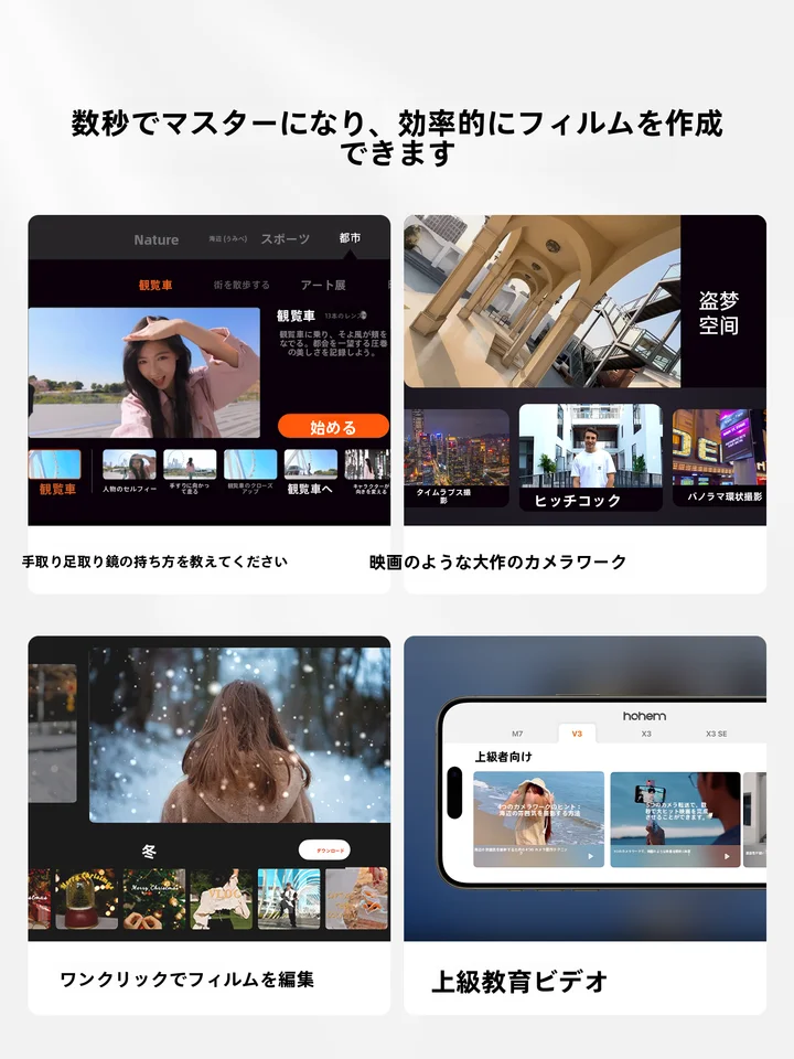 360度全自動回転スマート追尾ギア【ビデオ撮影・顔認識機能・自撮り棒】