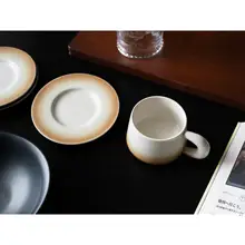 暹羅グラデーションの陶器製コーヒーカップとソーサー【ラテアート対応】（セットアップ対応）