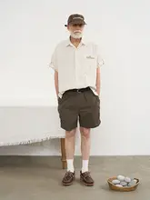 ストライプ柄 半袖シャツ【メンズ・ゆったりフィット・刺繍デザイン】