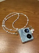 Huawei Pocket2用 スマホケース【透明シリコン・薄型・落下防止・パールハンドストラップ付き】